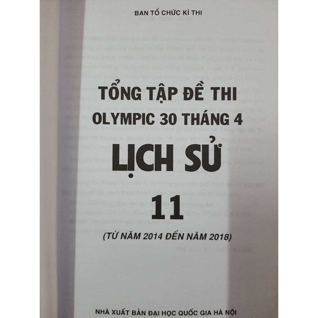 Sách - Tổng tập Đề thi olympic 30 tháng 4 Lịch sử 11 ( Từ năm 2014 đến năm 2018 )