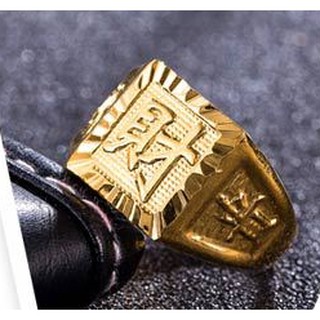Nhẫn Nam Chữ Hán Chữ tài chính Mạ Vàng 18k Công Nghệ Cao