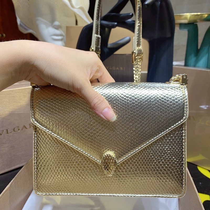 Túi BVL GARI vân đen lì xích pha da siêu sang huyền bí fullbox size 20 đẹp mê