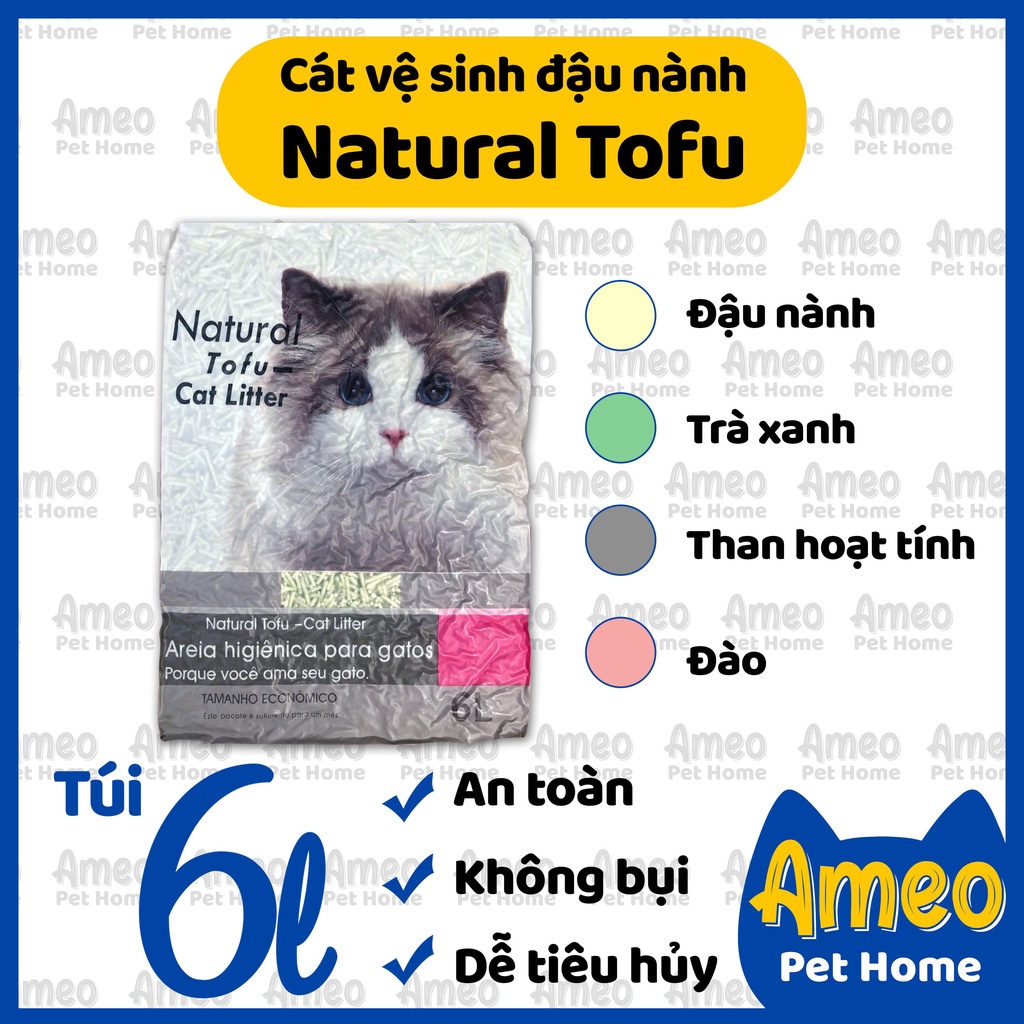 (Tặng súp thưởng) Cát đậu nành cho mèo, hamster, sóc, fat tail, rat,dumbo | Cát vệ sinh cho mèo hữu cơ Natural Tofu Miao
