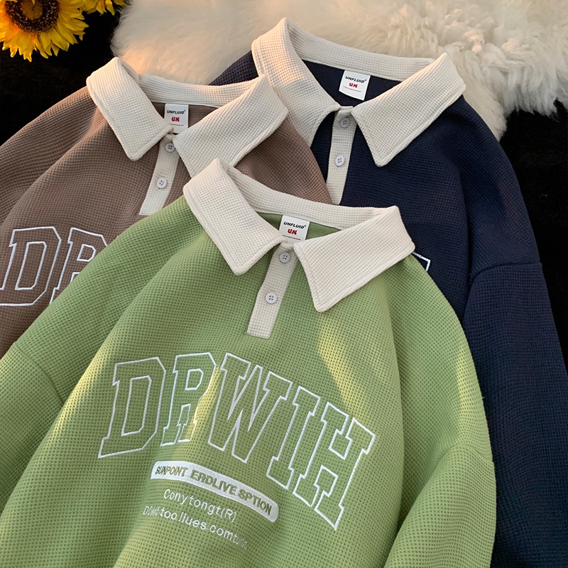 Áo Thun Polo Mỏng Tay Dài Dáng Rộng Thời Trang Mùa Thu Cho Nam