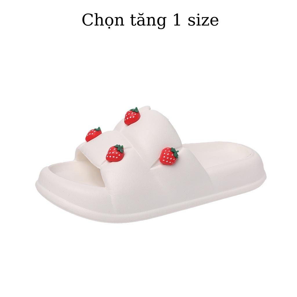 Dép bánh mì quai ngang gắn stik DÂU TÂY cực mềm êm nhẹ