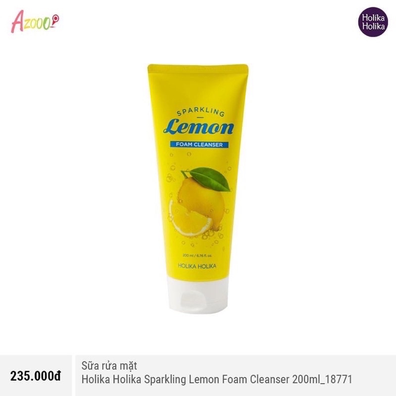 Sữa rửa mặt Holika Holika Sparkling Lemon Foam Cleanser 200ml- Nhập khẩu chính hãng