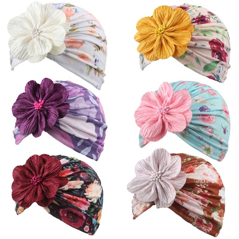 Mũ Turban In Hoa Lớn Dễ Thương Thời Trang Làm Phụ Kiện Chụp Ảnh Cho Bé