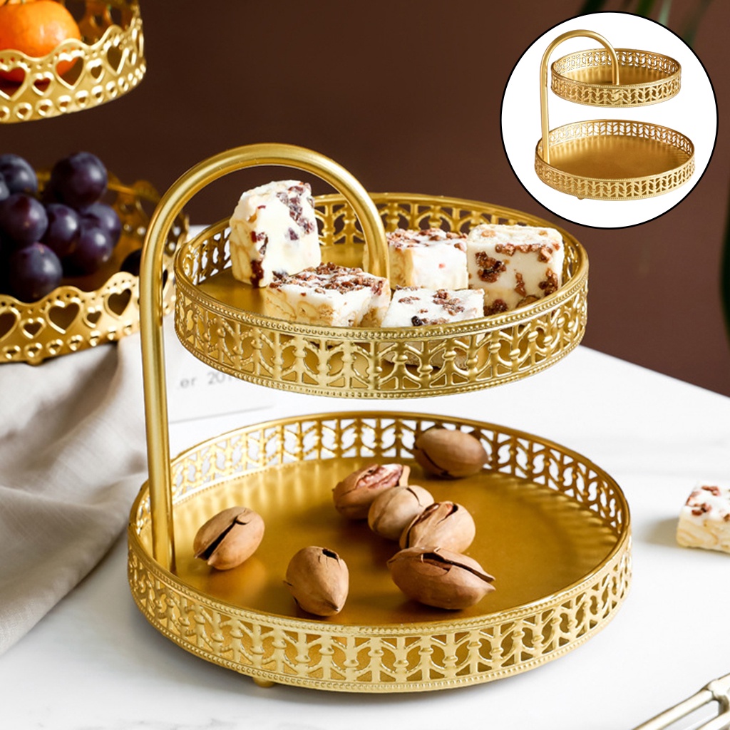 Khay Sắt 2 Tầng Đựng Trái Cây Trang Trí Nhà Cửa