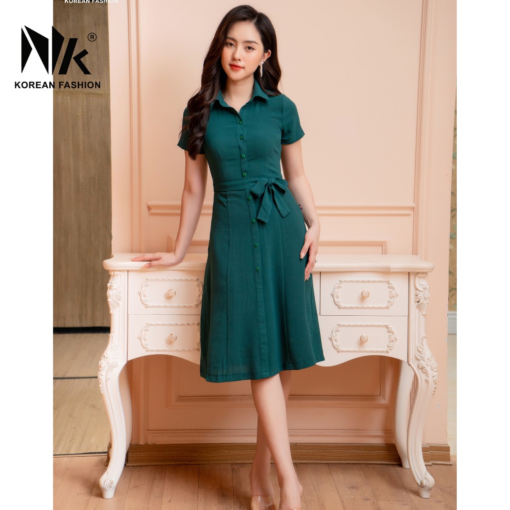 Váy Thiết Kế Công Sở NK Fashion Thiết Kế Đầm A Cổ Đức, Vải Hàn Cao Cấp Lên Form Chuẩn, Không Bay Màu NKDV2104034