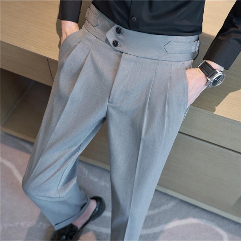 Mẫu mới - Quần tây nam , âu nam cạp cao Hàn quốc dáng côn đứng baggy gấu gập thời trang trẻ trung màu đen , màu trắng be