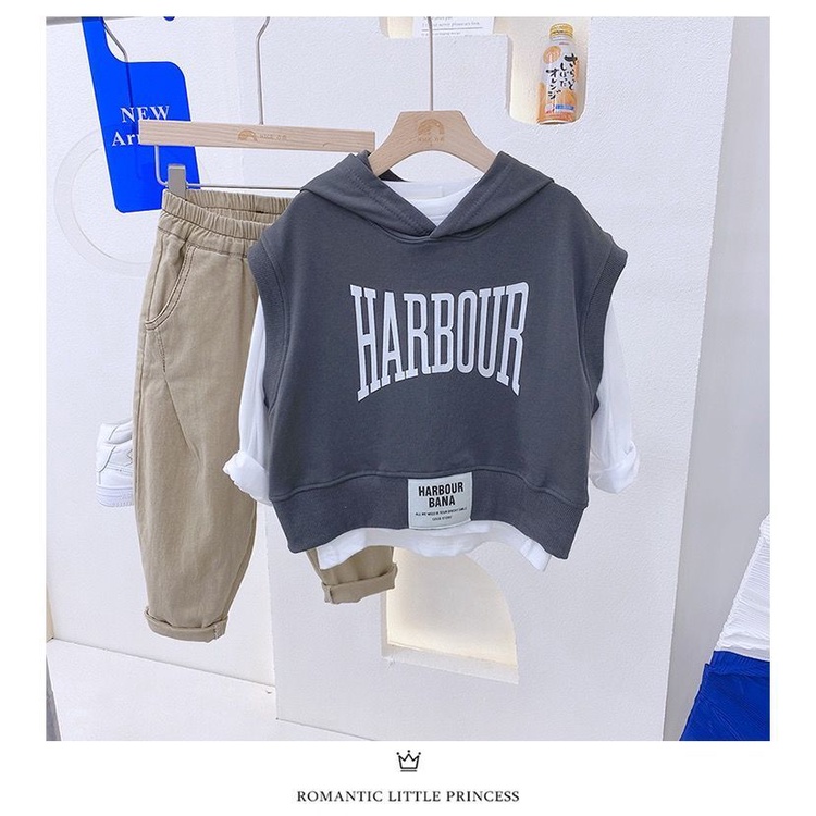 Áo Hoodie Giả Hai Lớp Tay Dài Chất Liệu Cotton Thời Trang Mùa Thu Cho Bé Trai