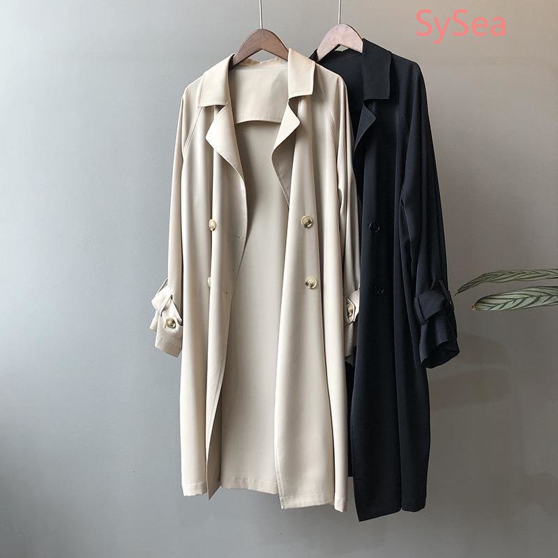 Áo Khoác Dáng Dài Màu Trơn Thời Trang Mùa Thu Hàn Quốc Cho Nữ Có Size Lớn