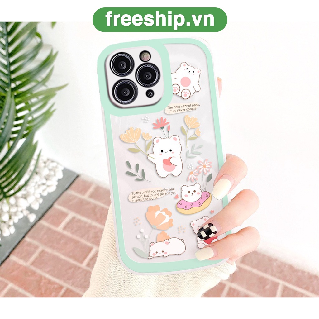 Ốp lưng iphone BVC hoa donut bear 6/6plus/6s/6splus/7/7plus/8/8plus/x/xr/xs/11/12/13/pro/max/plus/promax