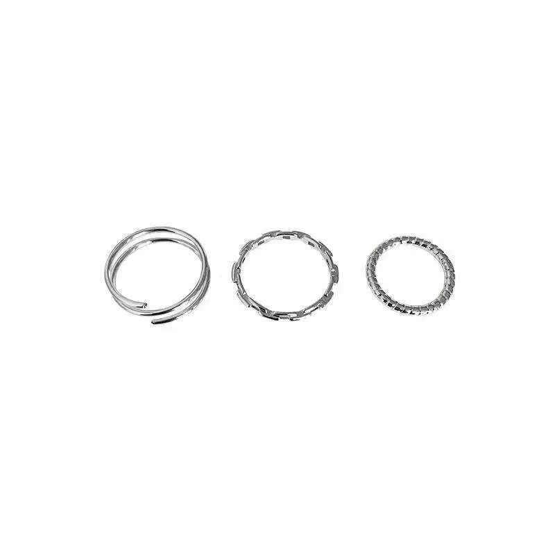 Bộ 3 Nhẫn Hở Mạ Bạc Thời Trang Dễ Điều Chỉnh