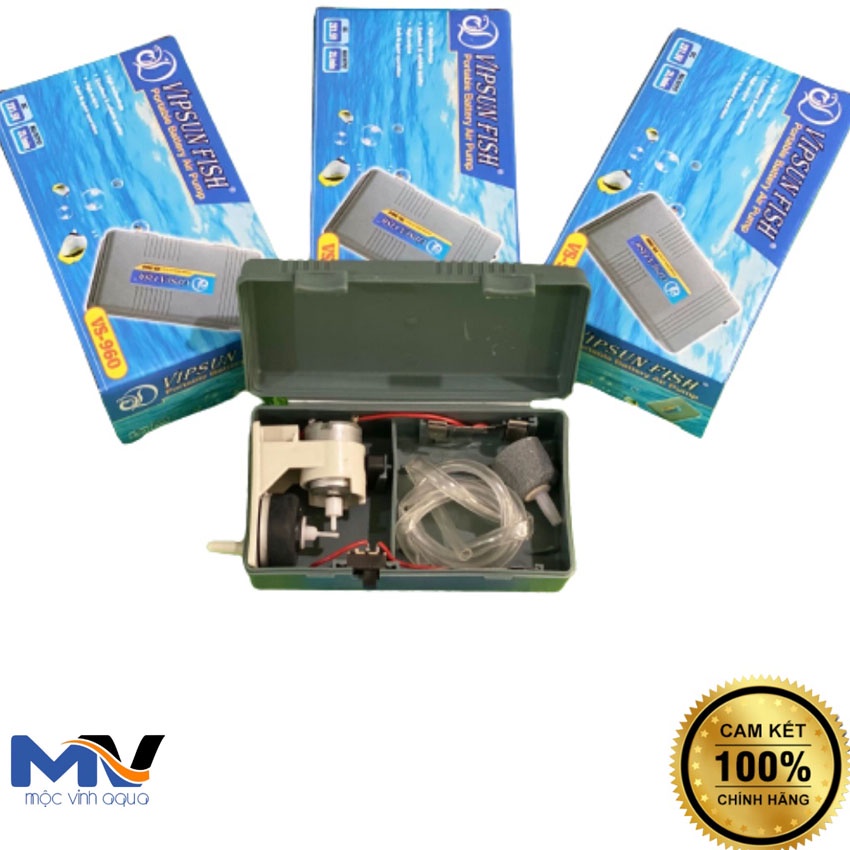 Máy sủi oxy mini tích điện VS960 siêu êm cho bể cá