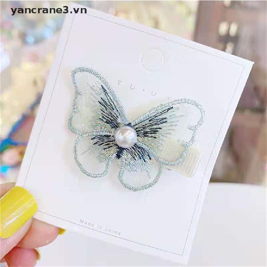 Kẹp Tóc Hình Bướm Phối Ren Dễ Thương Ngọt Ngào Cho Nữ {yancrane3.vn}