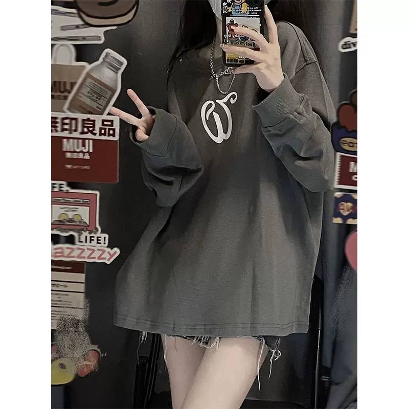 Áo sweater Nữ Tay Dài In Hình Chuẩn Bị Màu Xám Mới