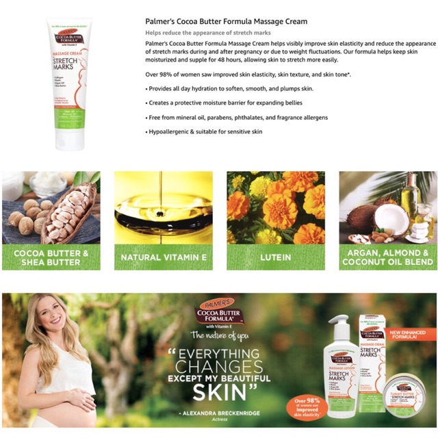 [Chính Hẵng] Kem trị rạn da Palmers , chống rạn da cho Phụ Nữ - Palmer's Massage cream for stretch marks -  Made in USA
