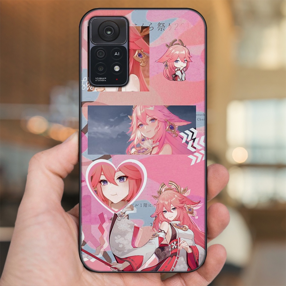 Ốp lưng Xiaomi Redmi Note 11 Pro 5G viền đen in hình Yae Miko Genshin Impact
