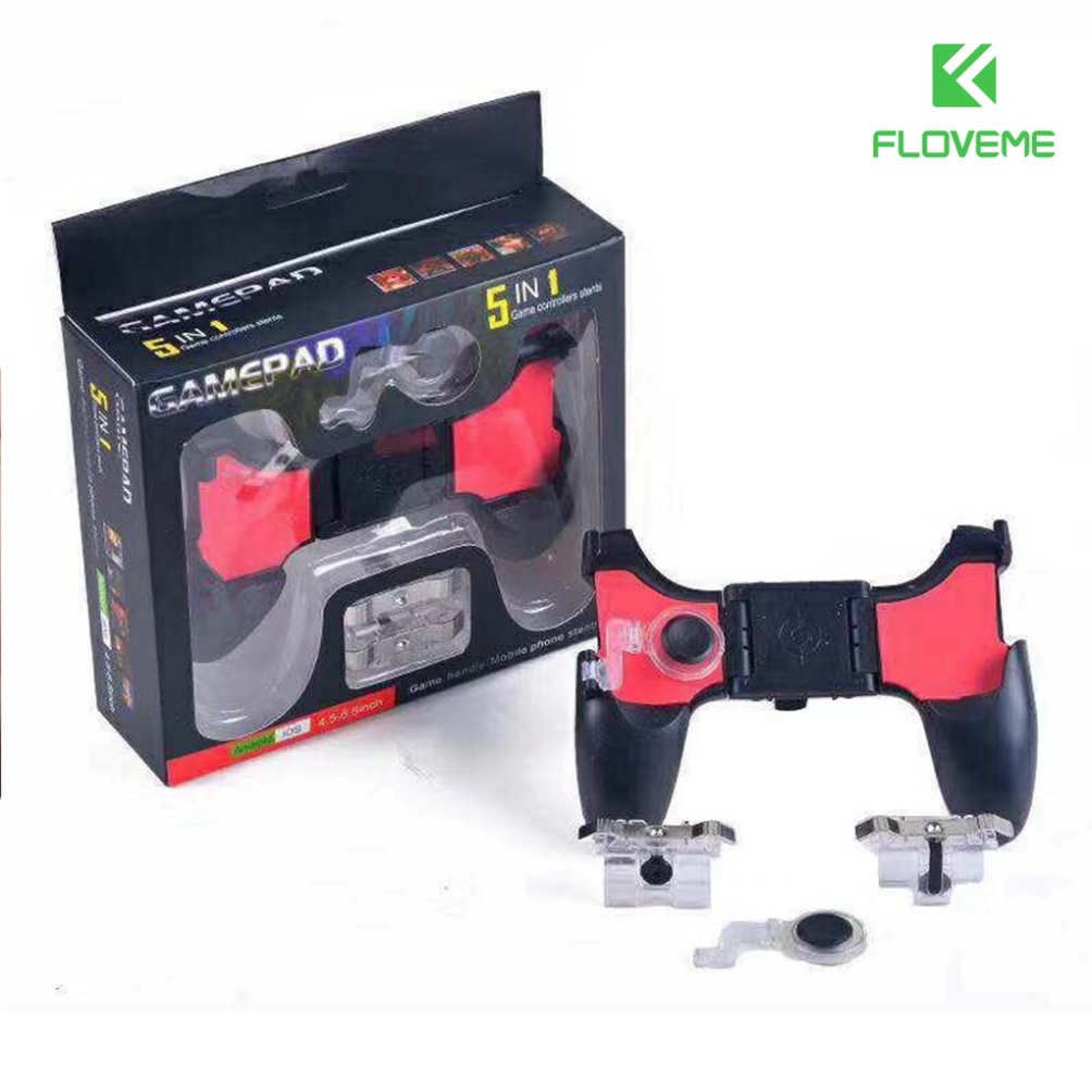 Tay cầm chơi game Floveme 5in1, kèm 2 nút bắn 2 nút di chuyển, chơi game CrossFire, PUBG, Rule of Survival thả phanh .