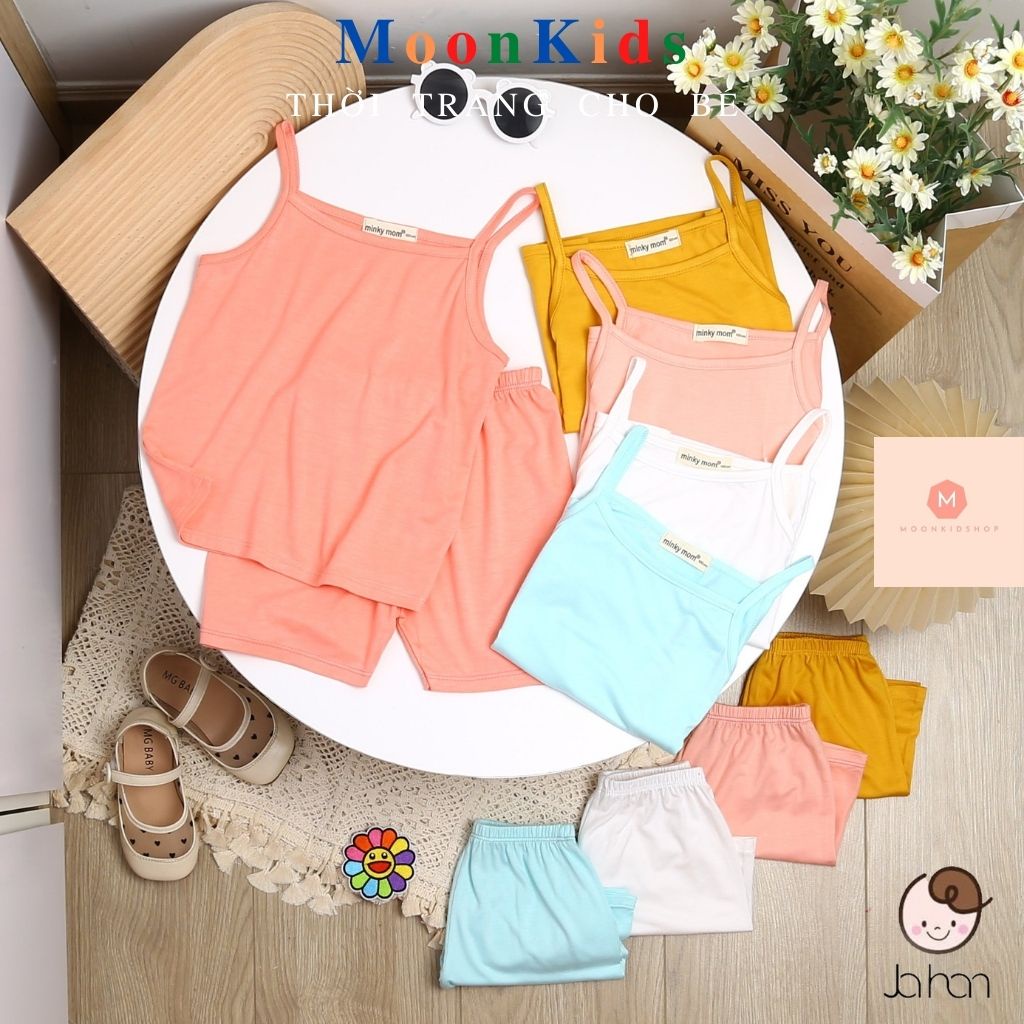 Bộ MinKy Mom Hai Dây Siêu Rẻ vải thun lạnh cotton 100% Cho Bé Gái Từ 6-18kg,Áo hai dây bé gái,đồ hai dây cho bé