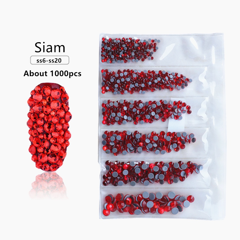Túi 1000 Hạt Đá Lấp Lánh Đính Trang Trí Móng Tay ss6-ss20 Hỗn Hợp