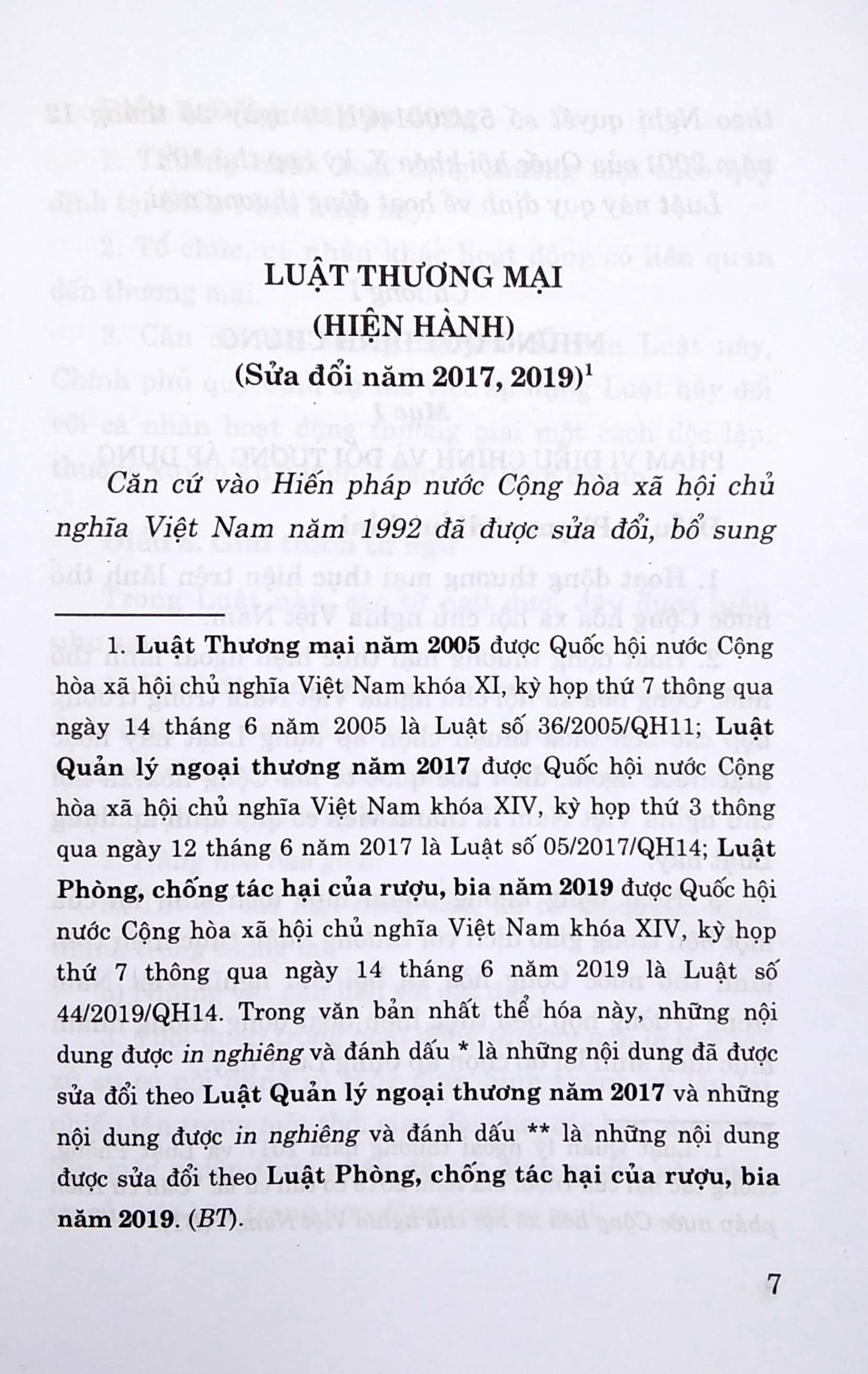 Sách Luật Thương Mại (Hiện Hành) (Sửa Đổi Năm 2017,2019)