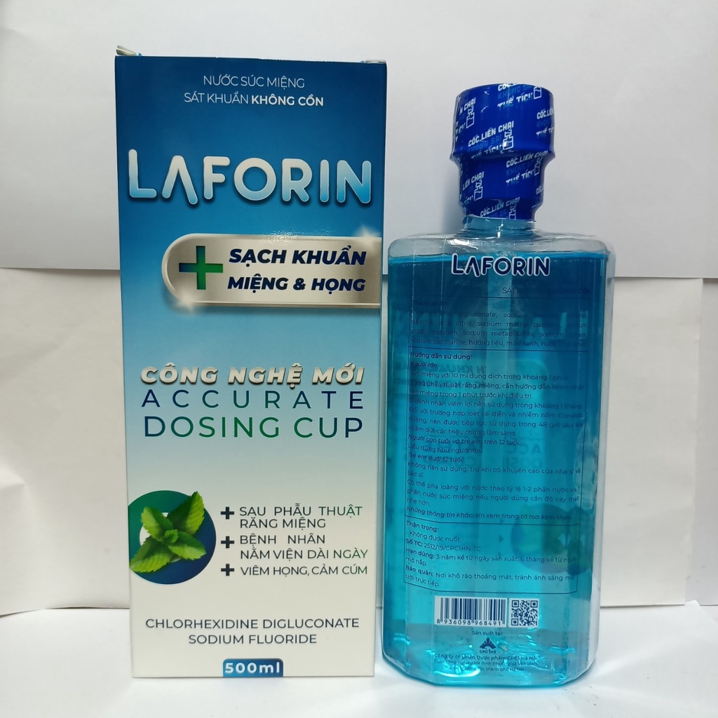 Nước súc miệng sạch khuẩn không cồn LAFORIN 500ml