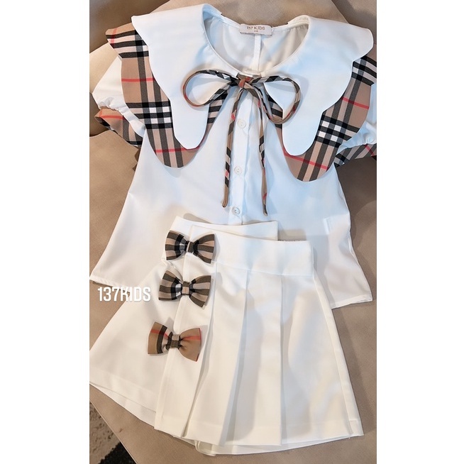 Chân váy xếp ly dáng A bé gái 137Kids thiết kế kèm nơ dễ thương cạp chun co giãn