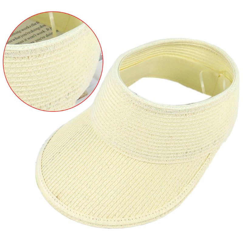 Mũ Rơm Rộng Vành Hở Chóp Chống Nắng Vành Rộng Thoáng Khí Màu Sắc Đơn Giản