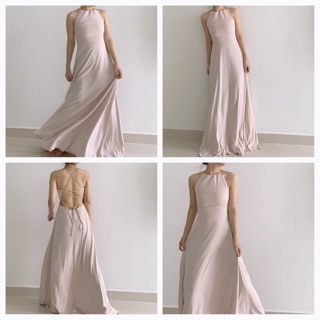 Thanh lý pass đầm váy maxi dài xoè f21 quyến rũ màu nude tây