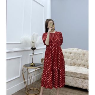 Vây suông A rộng chấm bi