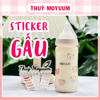 Sticker Gấu dán bình sữa, đồ dùng cho bé