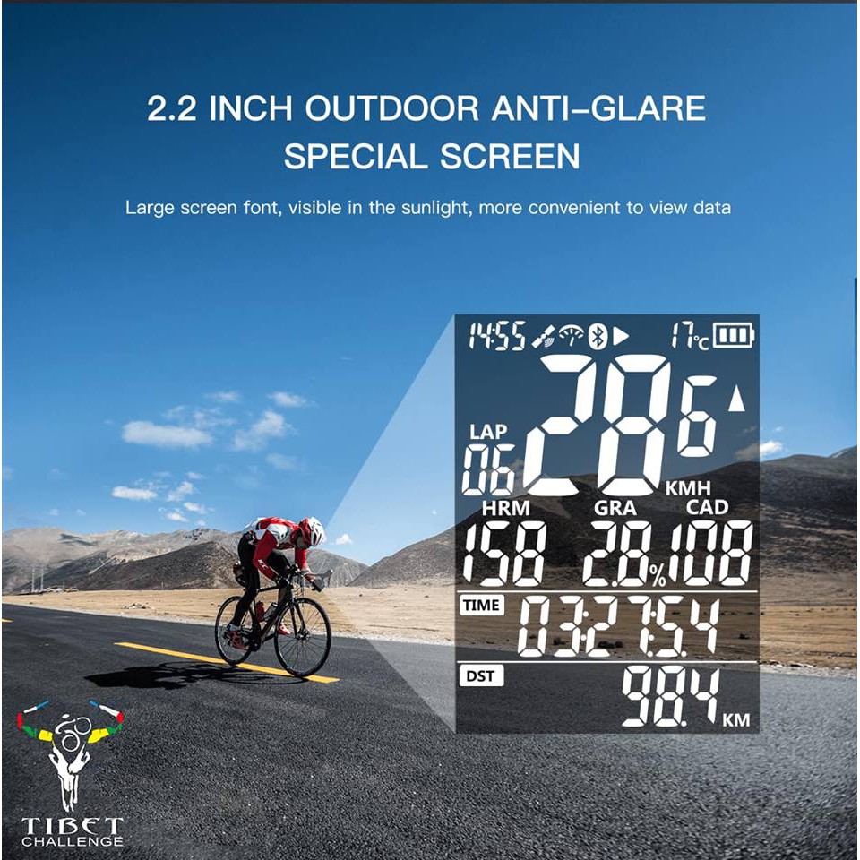 Đồng hồ đo tốc độ xe đạp IGS50E Định vị GPS Pin 50h Màn hình 3.6x4.9cm chống chói Kết nối Bluetooth Chống nước IPX7