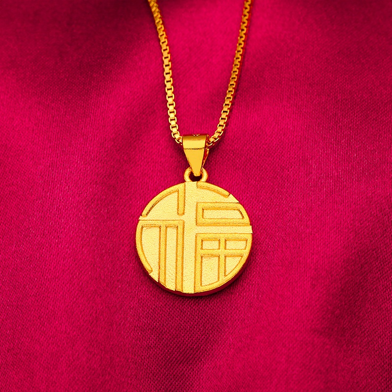 Dây Chuyền Mặt Tròn Mạ Vàng Phong Cách Fu Kiểu Mới
