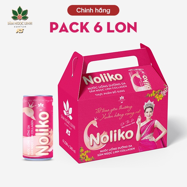 [Chính hãng] Nước Uống Collagen Sâm Ngọc Linh Noliko Dưỡng Da Pack 6 Lon