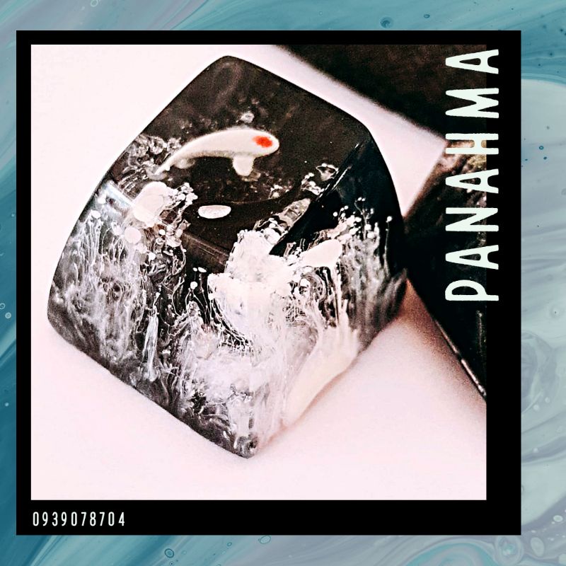 Nút Keycap SA Profile hàng R1 Resin Carp Keycap - Nút bàn phím cơ trong suốt hình cá trắng đen