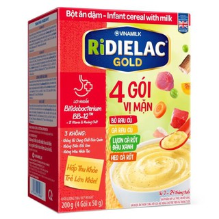 Bột ăn dặm Ridielac Gold 4 Gói Vị Mặn HG 200g ( Cho bé từ 7-24 tháng )