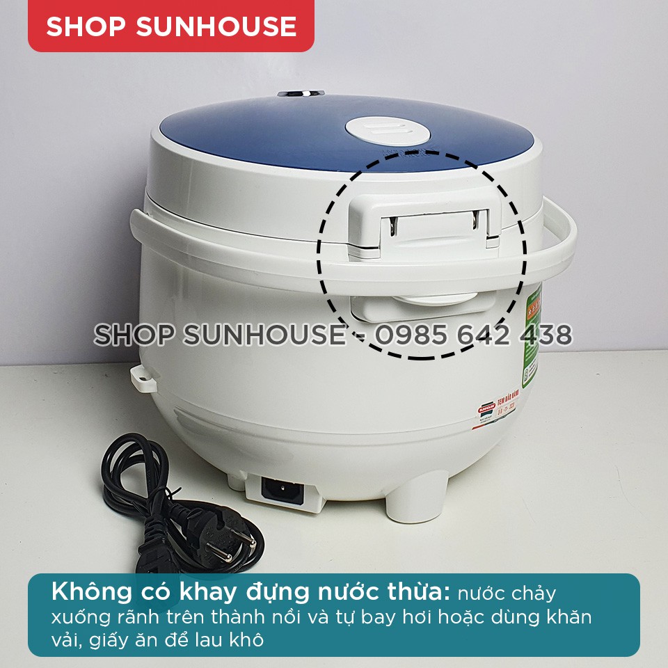 [Mã 2010ELSALE hoàn 7% đơn 300K] Nồi cơm điện 1.8L SUNHOUSE SHD8606 thân nhựa