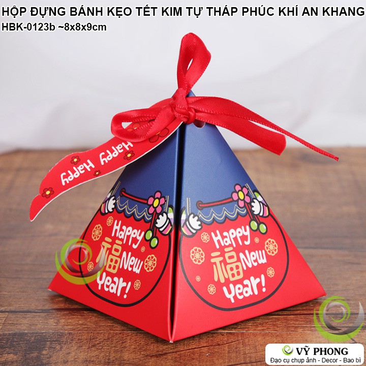 HỘP GIẤY ĐỰNG BÁNH KẸO QUÀ TẾT NĂM MỚI XẾP HÌNH KIM TỰ THÁP PHÚC KHÍ AN KHANG QUÀ XUÂN NEW YEAR HBK-0123