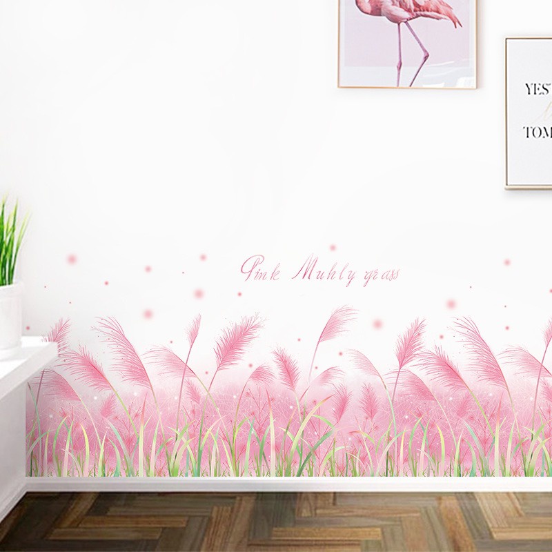 Decal dán tường hàn quốc trang trí phòng ngủ TUNG DECOR QR9229 Hoa Cỏ May