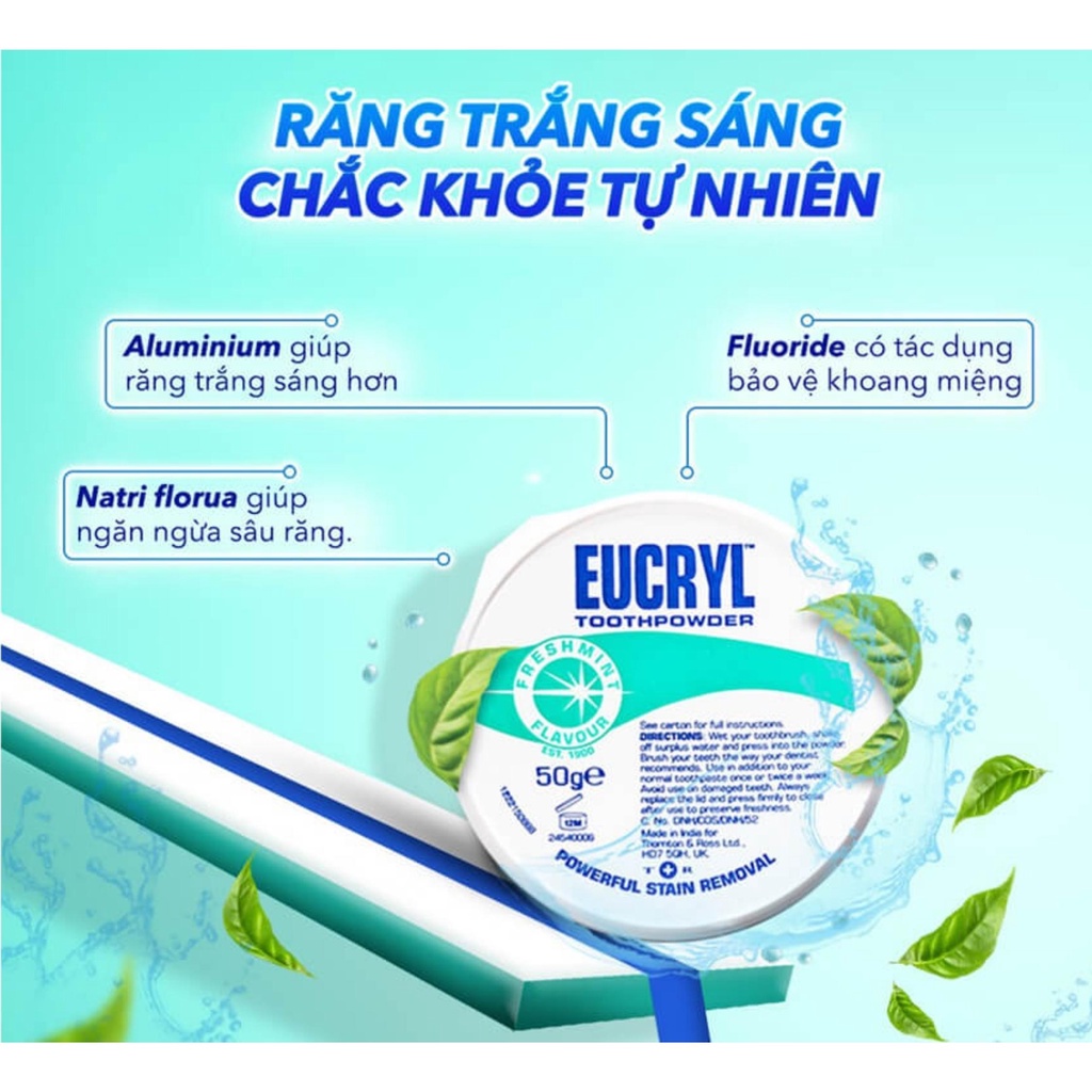 Kem Đánh Răng Eucryl Toothpaste Tẩy Trắng Bạc Hà 62g