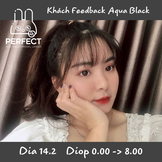 Link 2 (Giá 1 Chiếc) 14.2 (0.00->8.00) Lens Aqua Black - Kính Áp Tròng