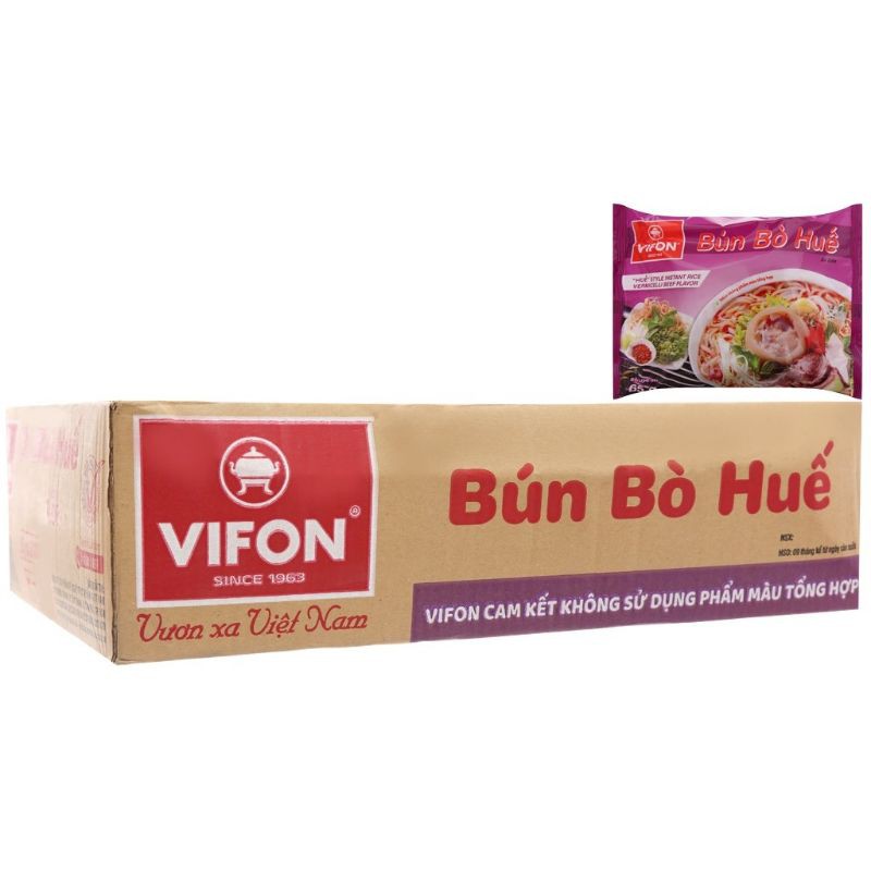 Bún bò Huế Vifon 65g, thùng 30gói.