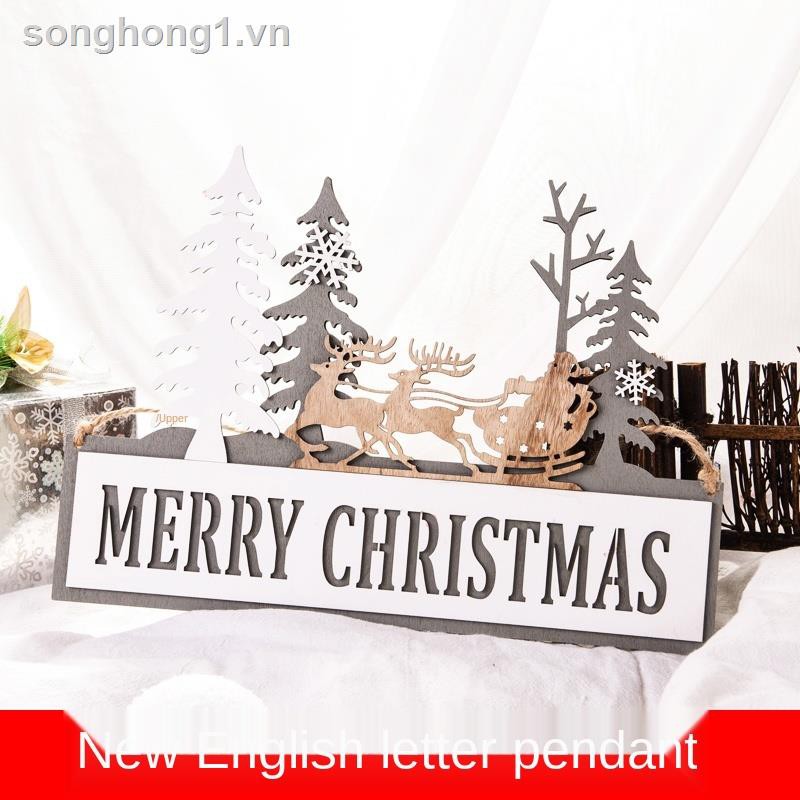 Miếng Gỗ Khắc Chữ Tiếng Anh Trang Trí Cây Thông Noel