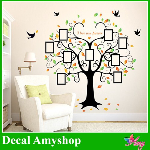 Decal dán tường khung ảnh 8 ⚡ FREESHIP ⚡ decal cây xanh dán phòng khách DCX041 - PVC vinyl