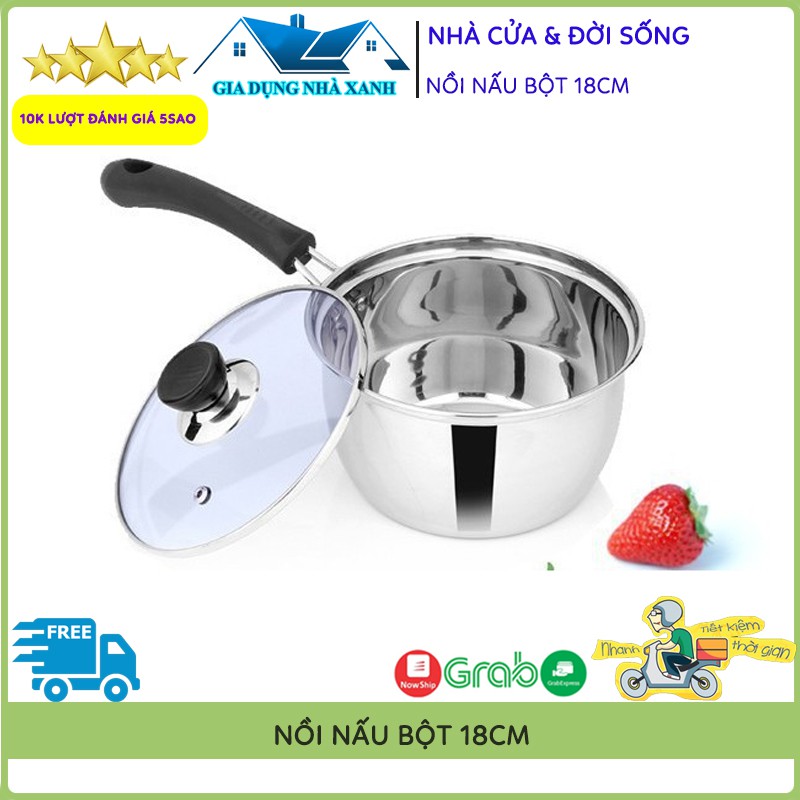 Nồi Nấu Bột, Nấu Cháo Đồ Ăn Dặm Cho Bé Inox 304 Size 18Cm Dày Dặn, Cao Cấp