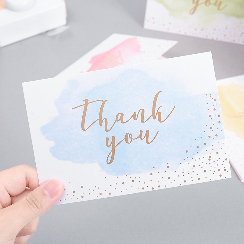 6pcs/set Watercolor Dot Thank You Greeting Card Postcard festival Party supplies Stationery