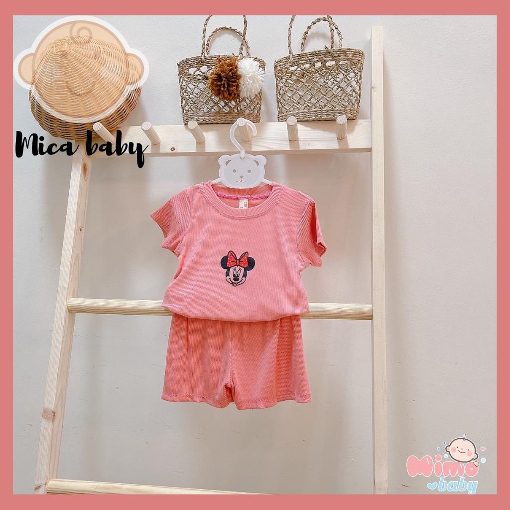 Bộ quần áo chất cotton gân cộc tay siêu đẹp cho bé Mica baby