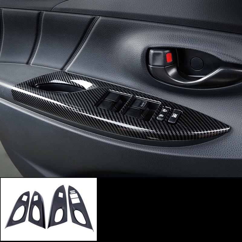Bộ 4 Khung Viền Nút Nâng Cửa Sổ Xe Hơi Bằng Sợi Carbon Cho Vios 2014 2015 2016 2017 2018