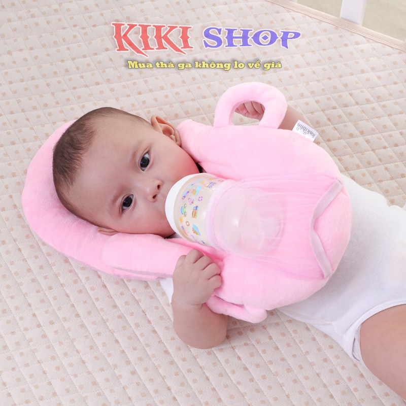Gối chống bẹp đầu cho bé 0-6 tháng tuổi, gối cho trẻ sơ sinh đa năng vải nhung cao cấp, Kiki shop