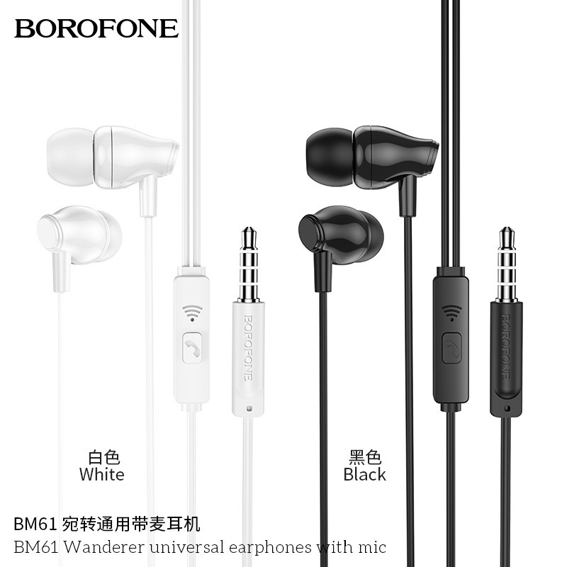Tai nghe nhét tai BOROFONE BM61 jack cắm 3.5mm, có mic, âm thanh hay  - CHÍNH HÃNG