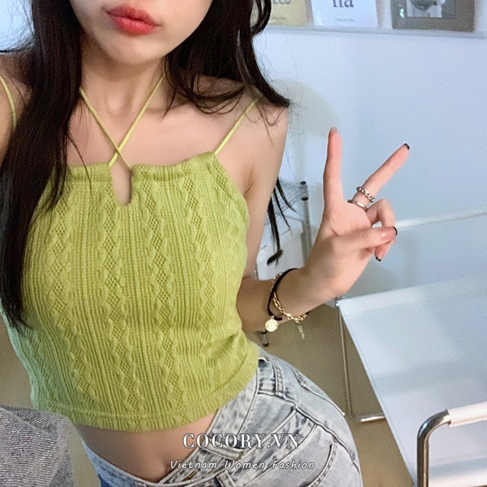 Cocory vn Áo Hai Dây Dệt Kim Duyên Dáng Thời Trang Phong Cách Hàn Quốc Cho Nữ